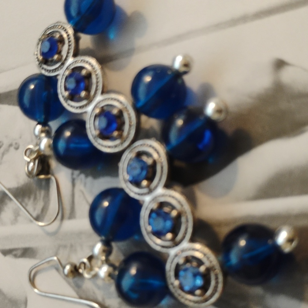 Abstract Handcrafted Earrings with rhinestones